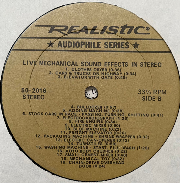 No Artist : Live Mechanical Sound Effects In Stereo (LP, Album)