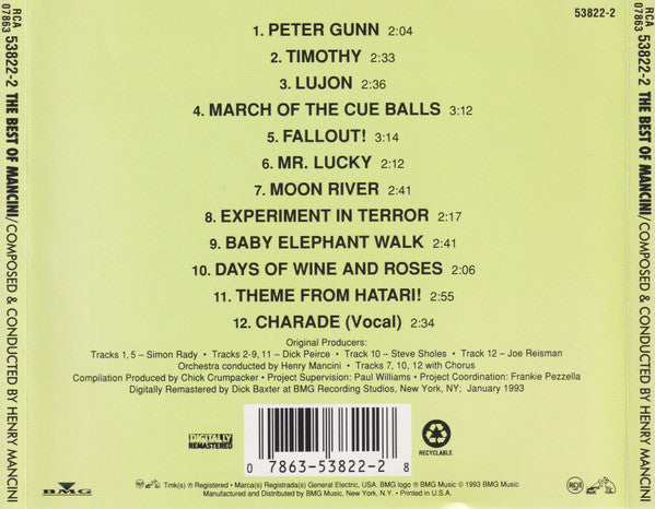 Henry Mancini : The Best Of Mancini (CD, Comp, RE, RM, Dis)