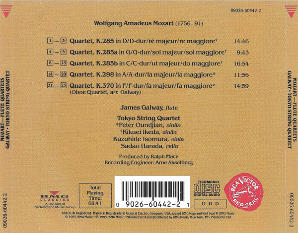 Mozart*, James Galway, Tokyo String Quartet : Flute Quartets (CD, Album)
