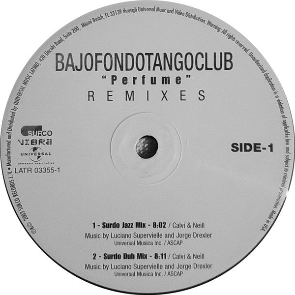 Bajofondo Tango Club : Perfume (Remixes) (12")