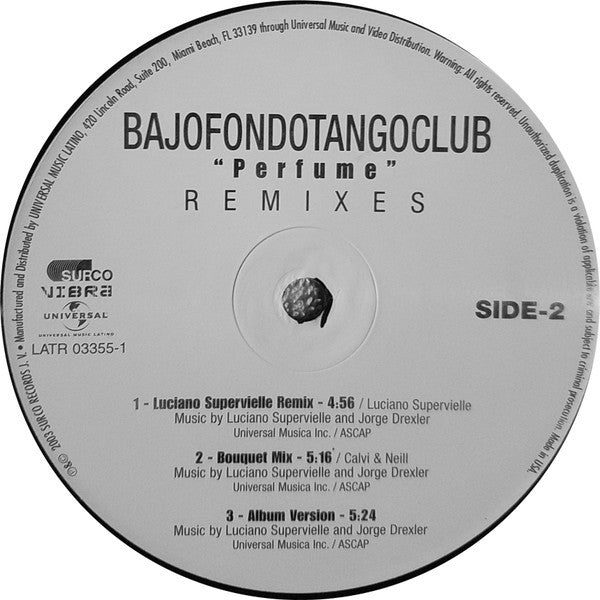 Bajofondo Tango Club : Perfume (Remixes) (12")