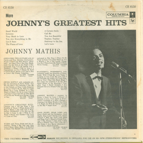 Johnny Mathis : More Johnny's Greatest Hits (LP, Comp)