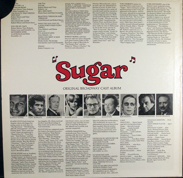 Robert Morse, Tony Roberts (9), Cyril Ritchard : Sugar (Original Broadway Cast Album) (LP, Album)