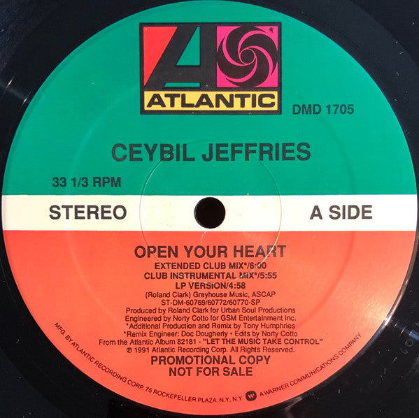 Ceybil Jefferies : Open Your Heart (12", Promo)