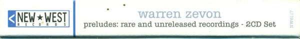 Warren Zevon : Preludes: Rare And Unreleased Recordings (2xCD, Album)