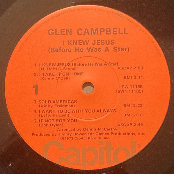 Glen Campbell : I Knew Jesus (Before He Was A Star) (LP, Album, Jac)