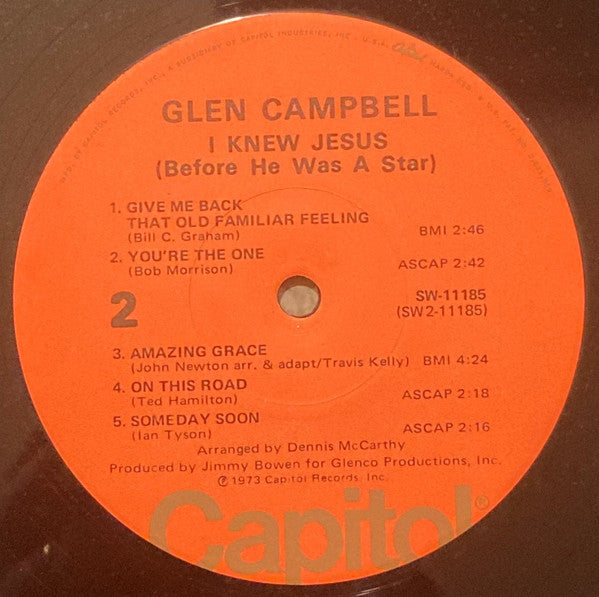 Glen Campbell : I Knew Jesus (Before He Was A Star) (LP, Album, Jac)