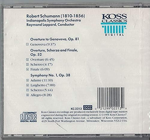 Schumann*, Raymond Leppard, Indianapolis Symphony Orchestra : Overture To Genoveva And Overture, Scherzo And Finale (CD, Album)
