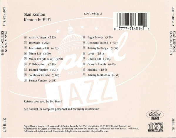 Stan Kenton : Kenton In Hi Fi (CD, Album, RE, RM)