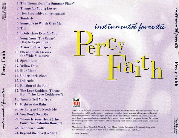 Percy Faith : Instrumental Favorites (CD, Comp)