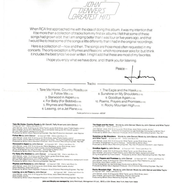 John Denver : John Denver's Greatest Hits (CD, Comp, RE)