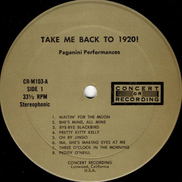 Unknown Artist : Take Me Back To 1920! - Paganini Performances (LP)