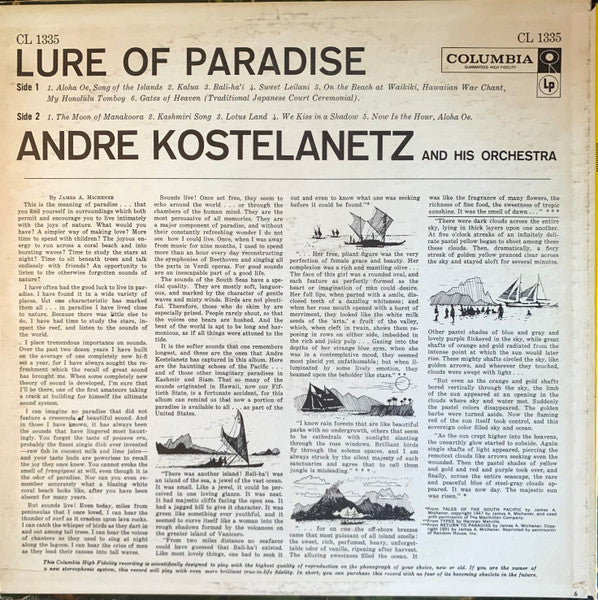 Andre Kostelanetz* : Lure Of Paradise (LP, Album, Mono)