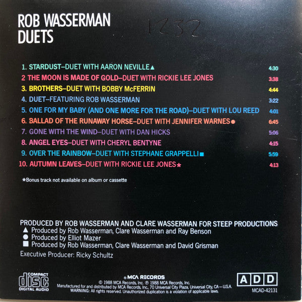 Rob Wasserman : Duets (CD, Album)