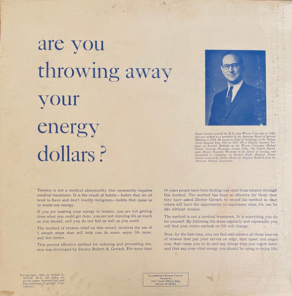 Dr. Robert A. Gerisch : Tension You CAN Do Something About It!!! (LP, Album)