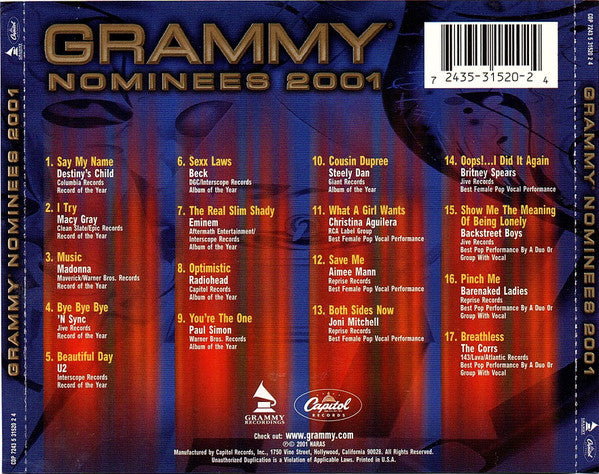 Various : Grammy Nominees 2001 (CD, Comp)