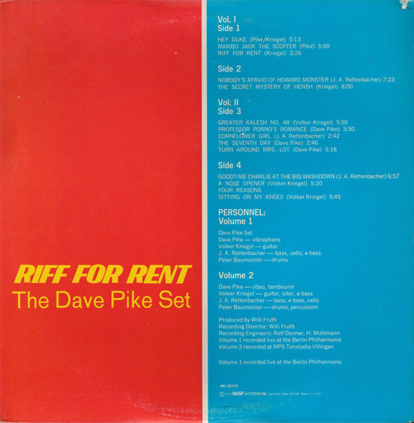 The Dave Pike Set : Riff For Rent (2xLP, Album, Comp, Gat)