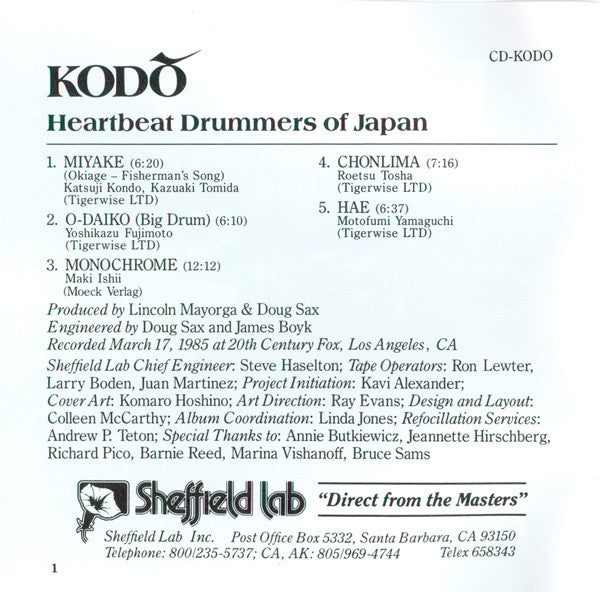 Kodō : Heartbeat Drummers Of Japan (CD, Album)