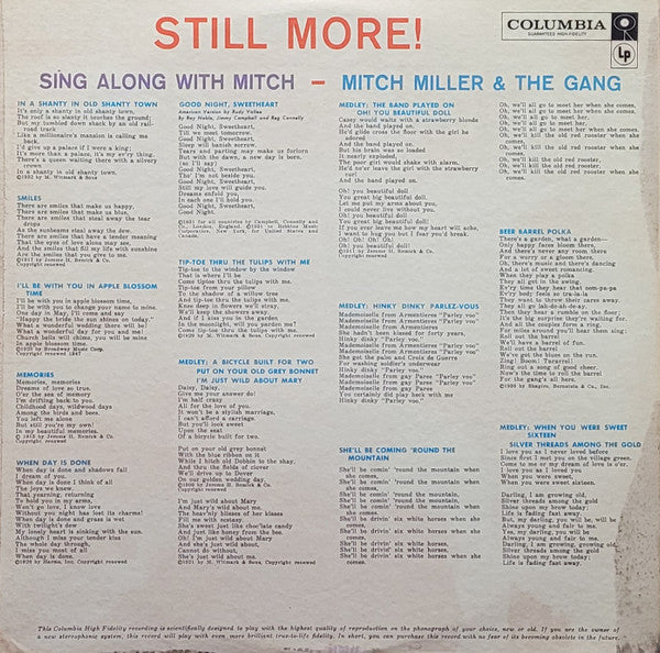 Mitch Miller And The Gang : Still More Sing Along With Mitch (LP, Album, Mono, Gat)