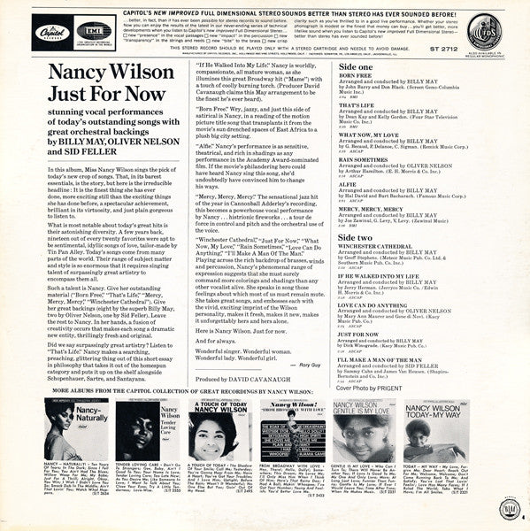 Nancy Wilson : Just For Now (LP, Album)