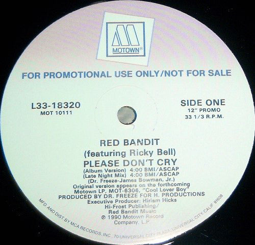 Red Bandit Featuring Ricky Bell : Please Don't Cry (12", Promo)
