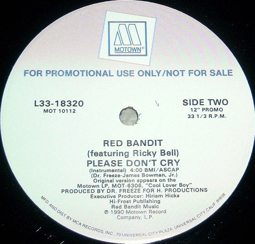 Red Bandit Featuring Ricky Bell : Please Don't Cry (12", Promo)