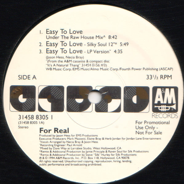 For Real : Easy To Love (12", Promo)