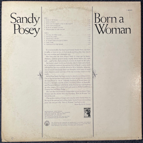 Sandy Posey : Born A Woman (LP, Album, Mono, Club)