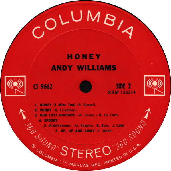 Andy Williams : Honey (LP, Album, San)