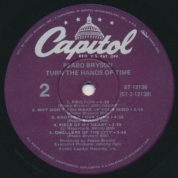 Peabo Bryson : Turn The Hands Of Time (LP, Album, Win)