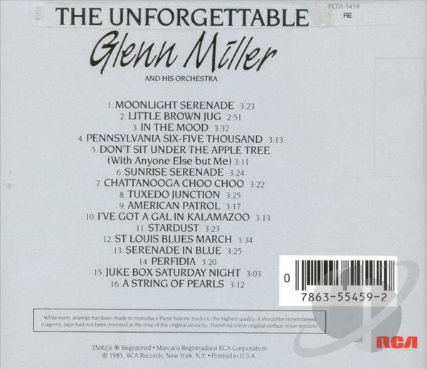 Glenn Miller And His Orchestra : The Unforgettable Glenn Miller (CD, Comp, RE)