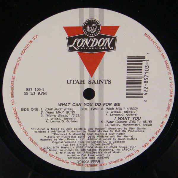 Utah Saints : What Can You Do For Me (12")