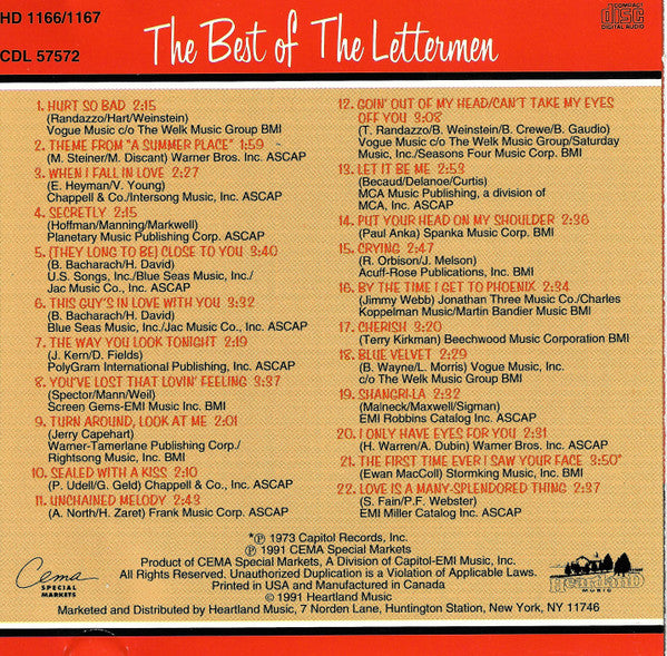 The Lettermen : The Best Of The Lettermen (CD, Comp)