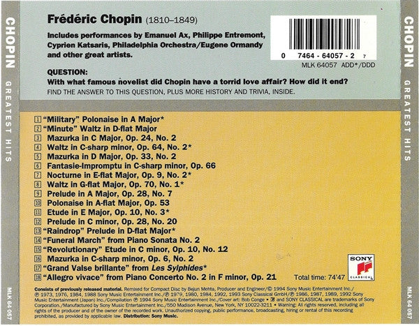 Chopin* : Chopin Greatest Hits (CD, Comp)