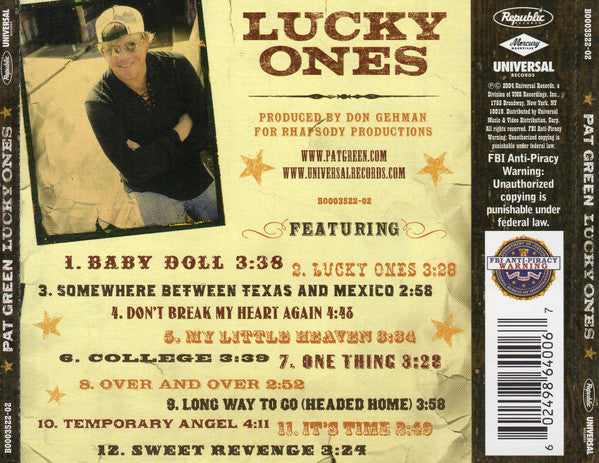 Pat Green (2) : Lucky Ones (CD, Album)