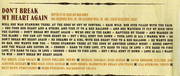 Pat Green (2) : Lucky Ones (CD, Album)