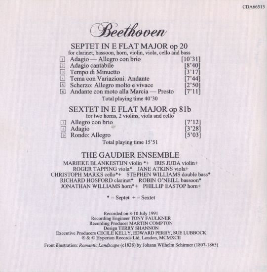 Beethoven*, The Gaudier Ensemble : Septet In E Flat - Sextet In E Flat (CD, Album)
