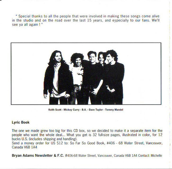 Bryan Adams : So Far So Good (CD, Comp, Club, RE, PMD)