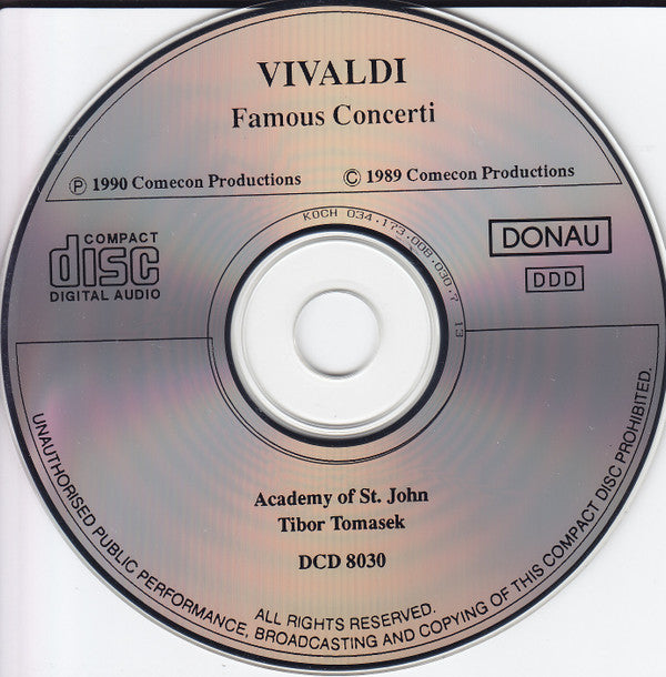 Vivaldi*, Academy Of St. John, Tibor Tomášek : Famous Concerti (CD, Album)