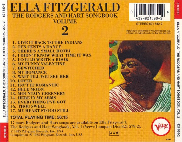 Ella Fitzgerald : The Rodgers And Hart Songbook Volume 2 (CD, Album, Comp, Mono, RE, RM)