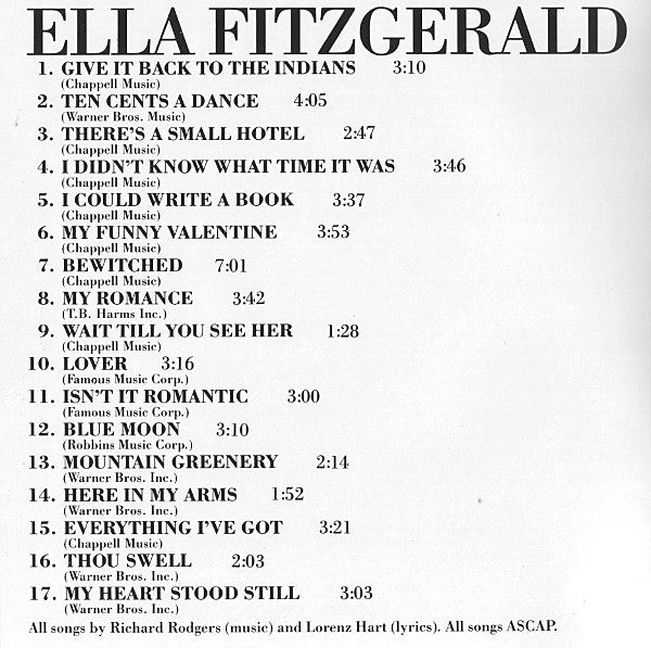 Ella Fitzgerald : The Rodgers And Hart Songbook Volume 2 (CD, Album, Comp, Mono, RE, RM)