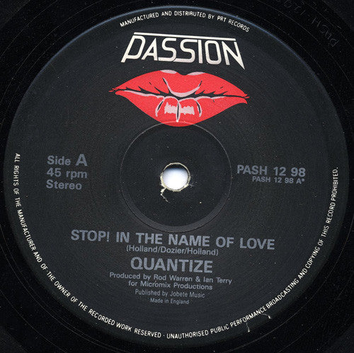 Quantize : Stop! In The Name Of Love / There'll Always Be A Place For You In My Heart (12")