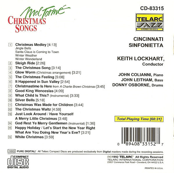 Mel Tormé : Christmas Songs (CD, Album)