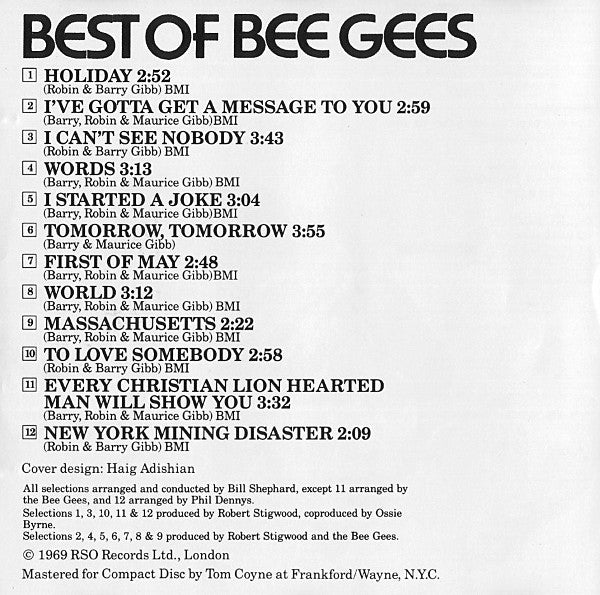 Bee Gees : Best Of Bee Gees (CD, Comp, Club, RE)