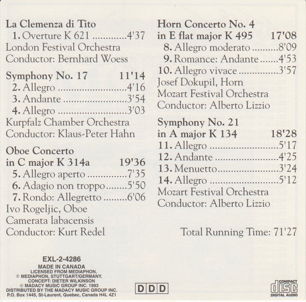 Wolfgang Amadeus Mozart : Mozart Festival (CD, Comp)