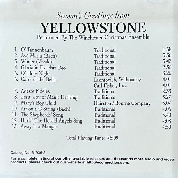 The Winchester Christmas Ensemble : Season's Greetings From Yellowstone (CD, Album)