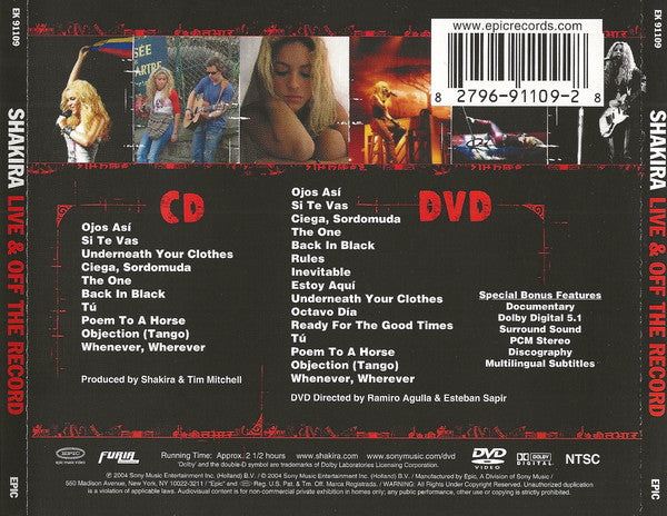 Shakira : Live & Off The Record (CD, Album + DVD-V, NTSC)