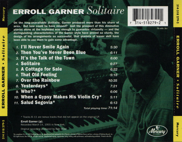 Erroll Garner : Solitaire (CD, Comp, RE)