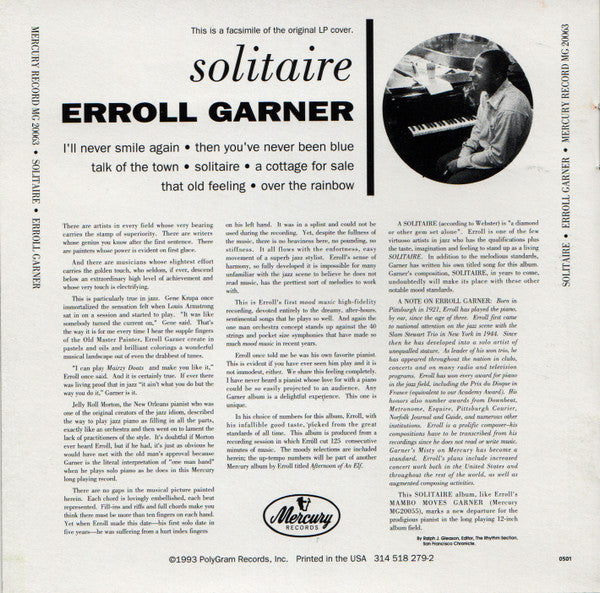 Erroll Garner : Solitaire (CD, Comp, RE)