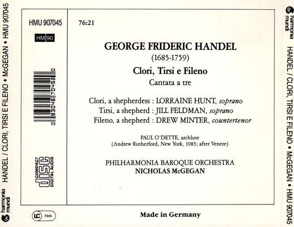 Handel*, Lorraine Hunt, Nicholas McGegan : Clori, Tirsi e Fileno (CD)